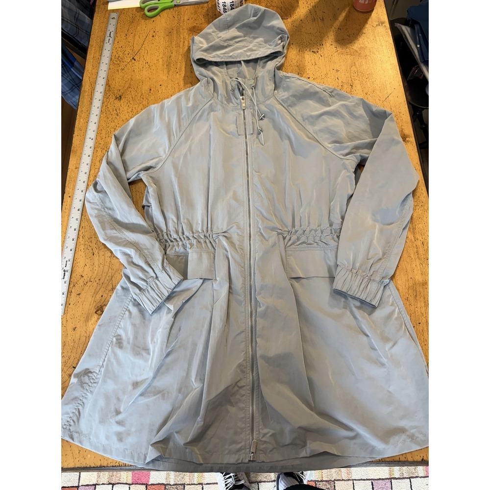Lululemonโ Beige Gray Nylon Blend Hooded Full Zip Anorak Jacket Size 10